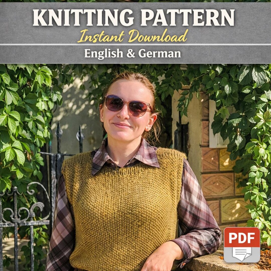 Easy Knit Vest Pattern PDF | Seed Stitch + Rib Design | Beginner ...