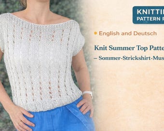 Knit Summer Top Pattern + Boat Neck / Off Shoulder + Beginner / Openwork + PDF