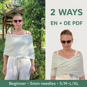 Patrón de tejido de bufanda tipo suéter (PDF), chal ligero de verano, para principiantes (EN/DE)
