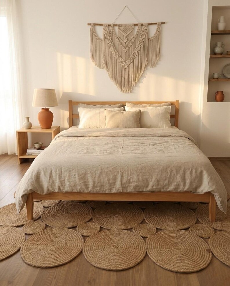 Custom Size Jute Runner Rug | Stain Resistant Pebble Design Hallway & Kitchen Runner | Boho Natural Fiber Easy Clean Rug | Rustic Decor image 6