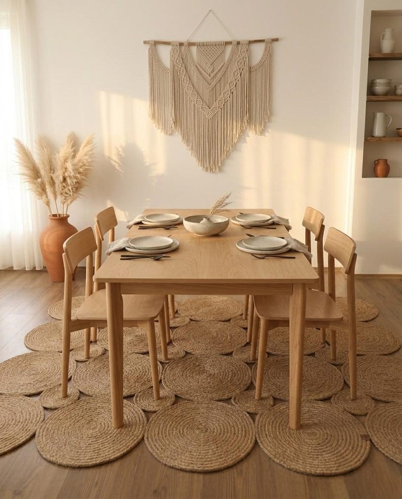 Custom Size Jute Runner Rug | Stain Resistant Pebble Design Hallway & Kitchen Runner | Boho Natural Fiber Easy Clean Rug | Rustic Decor image 8