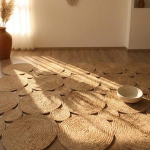 Custom Size Jute Runner Rug | Stain Resistant Pebble Design Hallway & Kitchen Runner | Boho Natural Fiber Easy Clean Rug | Rustic Decor image 4