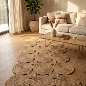 Custom Size Jute Runner Rug | Stain Resistant Pebble Design Hallway & Kitchen Runner | Boho Natural Fiber Easy Clean Rug | Rustic Decor image 9