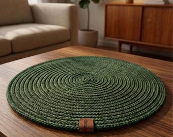 Set de table rond en jute et coton, set de table bohème tressé, décoration de ferme naturelle (taille personnalisée)