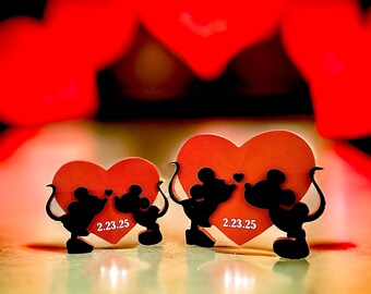 Mickey & Minnie Kiss Romantic Heart Decor | Anniversary Date Keepsake | Personalized Disney Couple Gift |  Perfect Gift for Valentine’s Day