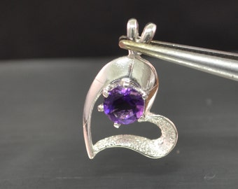 Amethyst Heart Pendant - Amethyst Necklace - Amethyst Pendant - February Birthstone Necklace - Purple Stone Necklace - Purple Stone Pendant