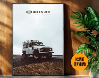 Land Rover Defender 110 Poster: Vintage Minimalist Car Art (Digital Download)