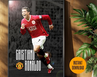 Cristiano Ronaldo Poster – Real Madrid Football Art Print, CR7 Wall Decor, Gift for Him, Instant Digital Download, Soccer Home Decor