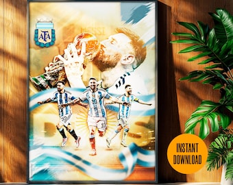 Lionel Messi Poster, Argentina Soccer Fan Gift (Digital Download)