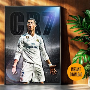Cristiano Rolando Real Madrid Digitales Poster | Fußball Wand Kunst | Fußball Printable Download | CR7 Decor für Fans & Geschenke