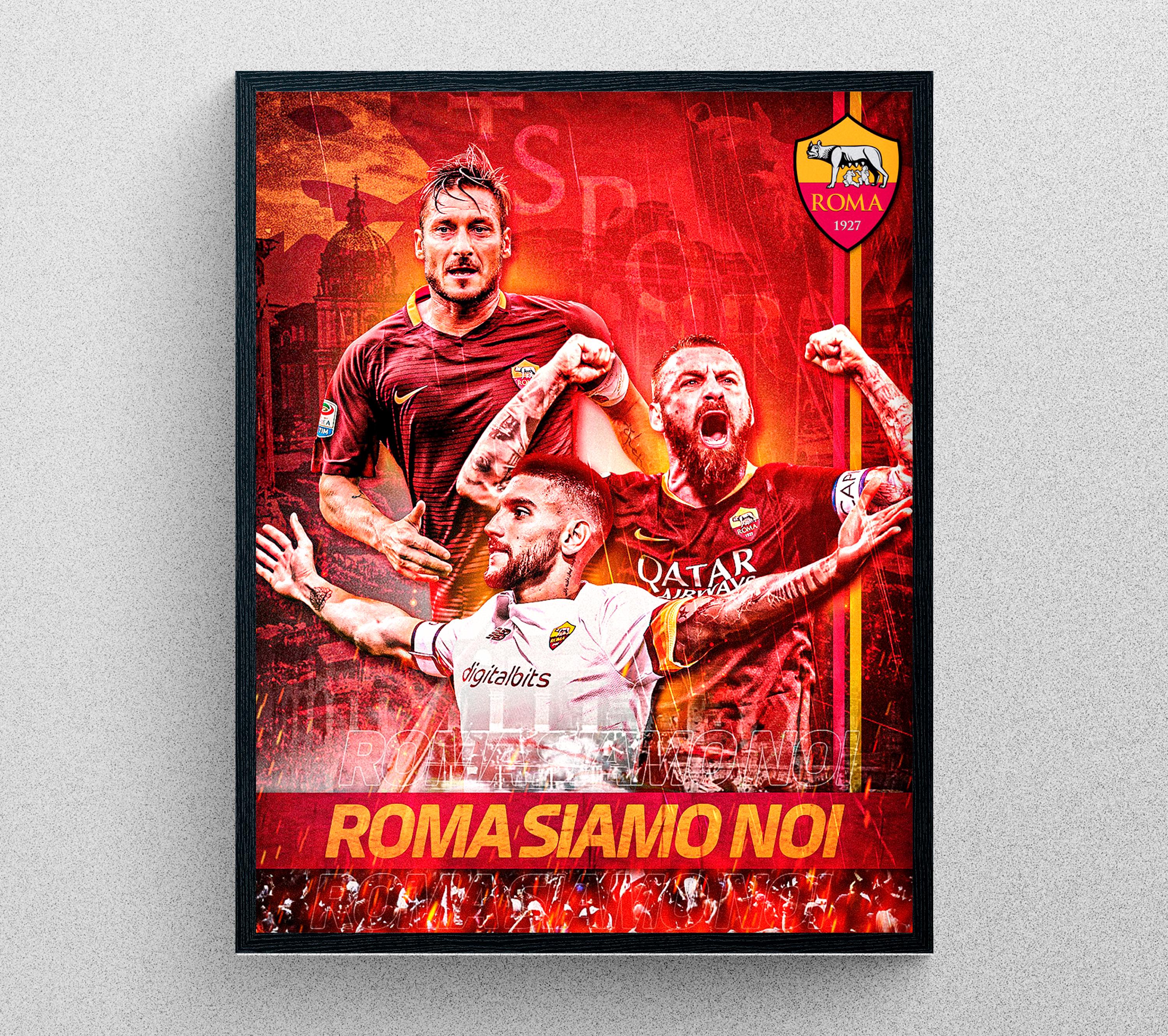 AS Roma Football Poster, Totti & De Rossi, Italy, Sports Art (digital ...