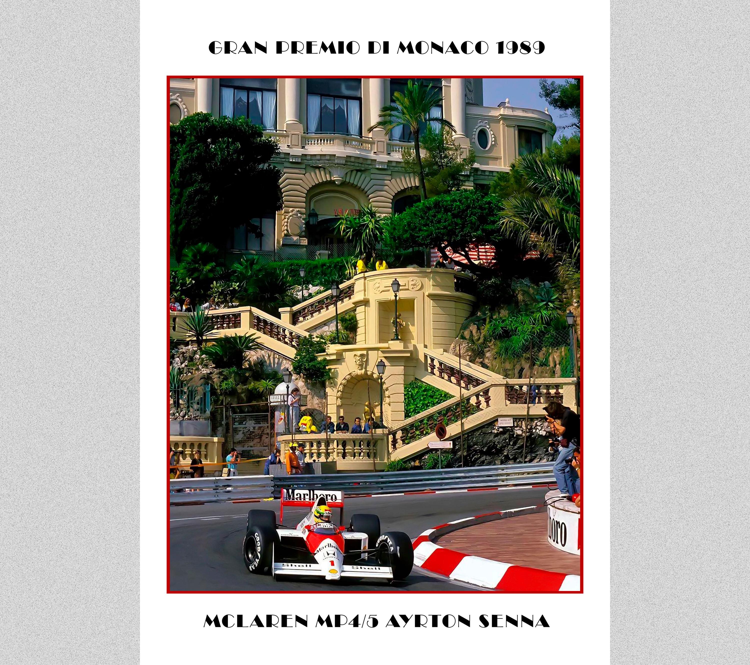 アイルトン・セナ モナコ 1989 ポスター：マクラーレン F1 レーシング