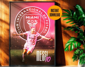 Lionel Messi Inter Miami Poster Printable | Soccer Wall Art | MLS Football Decor | Messi 10 Print | Gift for Soccer Fans | A3 PDF Download