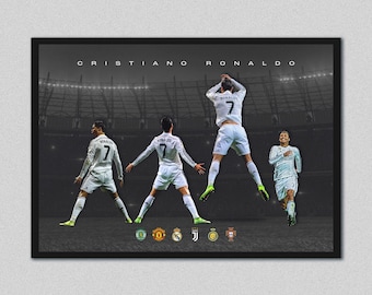 Cristiano Ronaldo Poster – Real Madrid Football Art Print, CR7 Wall Decor, Gift for Him, Instant Digital Download, Soccer Home Decor