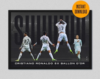 Póster de Cristiano Ronaldo: Impresión artística del Real Madrid, decoración de pared de CR7, regalo para él, descarga digital instantánea, decoración de fútbol para el hogar.