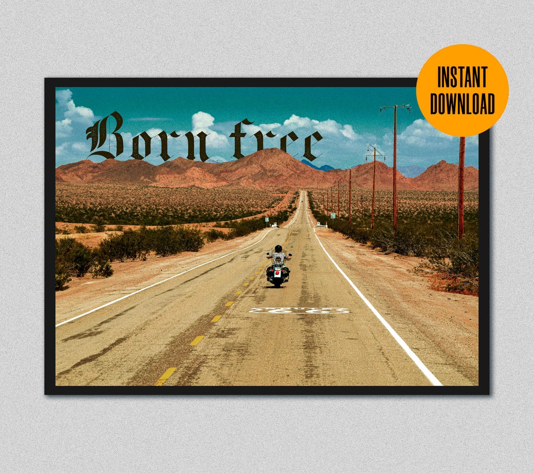 Route 66 Motorcycle Poster Printable | Biker Wall Art | Desert Highway ...