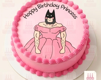Funny Superhero Princess Comic Birthday Cake Topper
