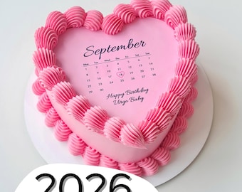 Kalender Herz Kuchen Editierbare Vorlage 2026