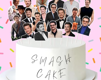 20 image Pedro Pascal Smash Cake Topper DIGITAL FILE