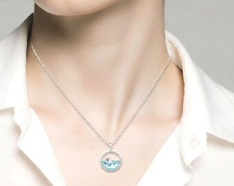 Silver Dancing Whale Necklace, Ocean Animal Pendant, Dainty Marine Life Jewelry, Sea Lover Necklace.
