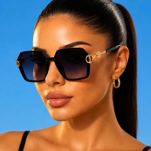 Oversized Square Sunglasses, Gradient Lenses, Polycarbonate Frames, UV Protection, Fashion Accessory, designer style sunglasses zdjęcie 1