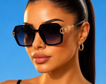 Oversized Square Sunglasses, Gradient Lenses, Polycarbonate Frames, UV Protection, Fashion Accessory, designer style sunglasses