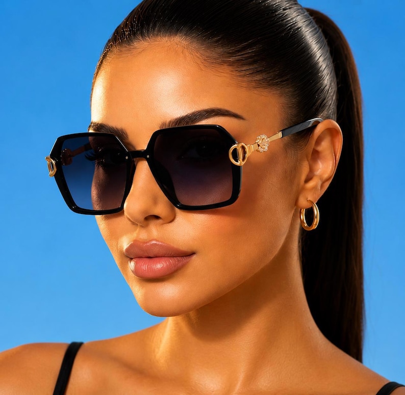 Oversized Square Sunglasses, Gradient Lenses, Polycarbonate Frames, UV Protection, Fashion Accessory, designer style sunglasses zdjęcie 1