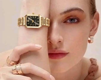 Elegant Gold Tone Quartz Watch – Minimalist Casual Ladies Timepiece, Lightweight Fashion Accessory