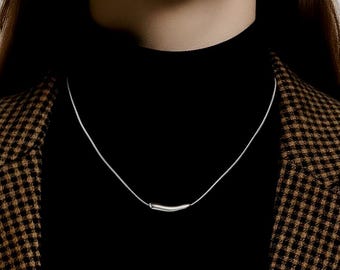 Titanium Steel Lucky Bean Necklace, Minimalist Good Luck Pendant