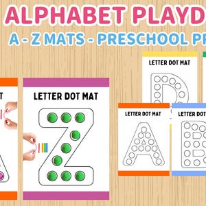 Preschool Alphabet Play Dough Mats- Letters Play Dough- Preschool, Pre-k Kindergarten- Alphabet Activity -Montessori -ABC Printable Play Doh- 27 Alphabet Play Dough Mat Prints-Fine Motor Skills Activities-Montessori Play Dough Activity Metarials-Homeschool Worksheets Resources