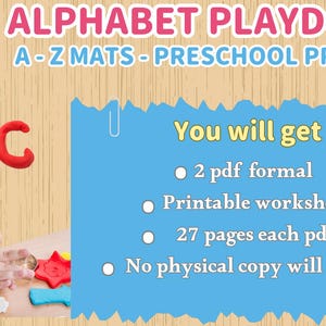 Preschool Alphabet Play Dough Mats- Letters Play Dough- Preschool, Pre-k Kindergarten- Alphabet Activity -Montessori -ABC Printable Play Doh- 27 Alphabet Play Dough Mat Prints-Fine Motor Skills Activities-Montessori Play Dough Activity Metarials-Homeschool Worksheets Resources