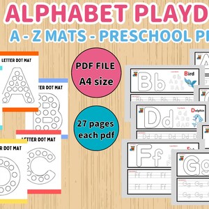 Preschool Alphabet Play Dough Mats- Letters Play Dough- Preschool, Pre-k Kindergarten- Alphabet Activity -Montessori -ABC Printable Play Doh- 27 Alphabet Play Dough Mat Prints-Fine Motor Skills Activities-Montessori Play Dough Activity Metarials-Homeschool Worksheets Resources