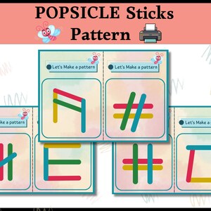 Popsicle sticks activity pattern,Popsicle Sticks Preschool,Montessori Printable Toddler Activities,Popsicle Stick Shapes Learning,