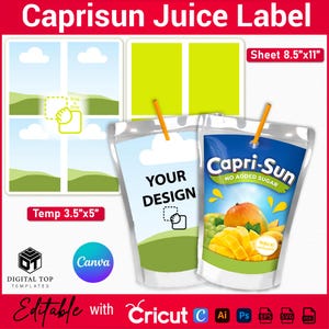 Caprisun Juice Template, Custom Caprisun Label, Capri Juice Pouch Label Svg, Custom Capri Label, Blank Capri Sun Template, Canva Editable