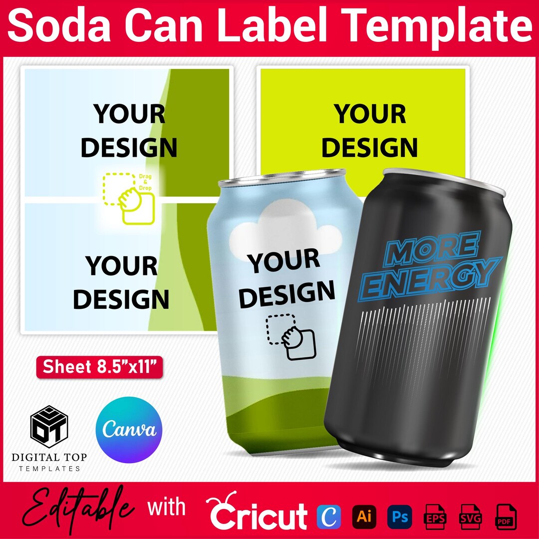 Soda Can Label Template, Soda Can Template, Soda Can SVG, Blank Soda
