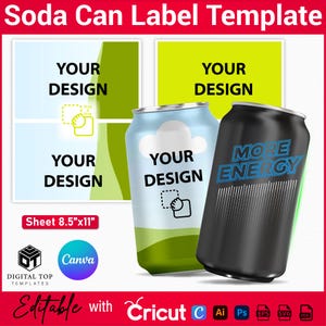 Soda Can Label Template, Soda Can Template, Soda Can SVG, Blank Soda Can Wrap, Party Favor Can, Beer Can Label Template, Regular Soda Can