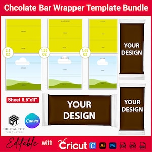 Chocolate Bar Template Bundle, Chocolate Wrapper Template, Chocolate Bar Label, Candy Bar Wrapper Template, Wrapper Templates, Party Favors