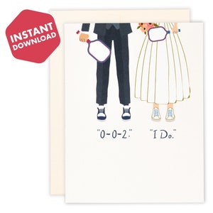 Pickleball Hochzeitskarte | Pickleball Braut & Bräutigam | Lustiger Pickleball Themed Hochzeitsgruß |  Digitaler Download zum Ausdrucken