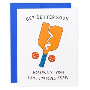 Funny Pickleball Get Well Soon Card | Broken Paddle & Pickleballs | Humorous Get Well Card for Pickleball Players | Unique Sports Gift