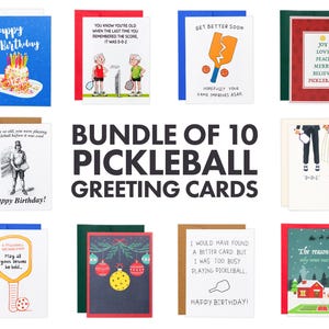 Pickleball Card Bundle: 10 Christmas, Birthday, Wedding and Get Well Cards - Funny & Unique Pickleball Cards with Envelopes
