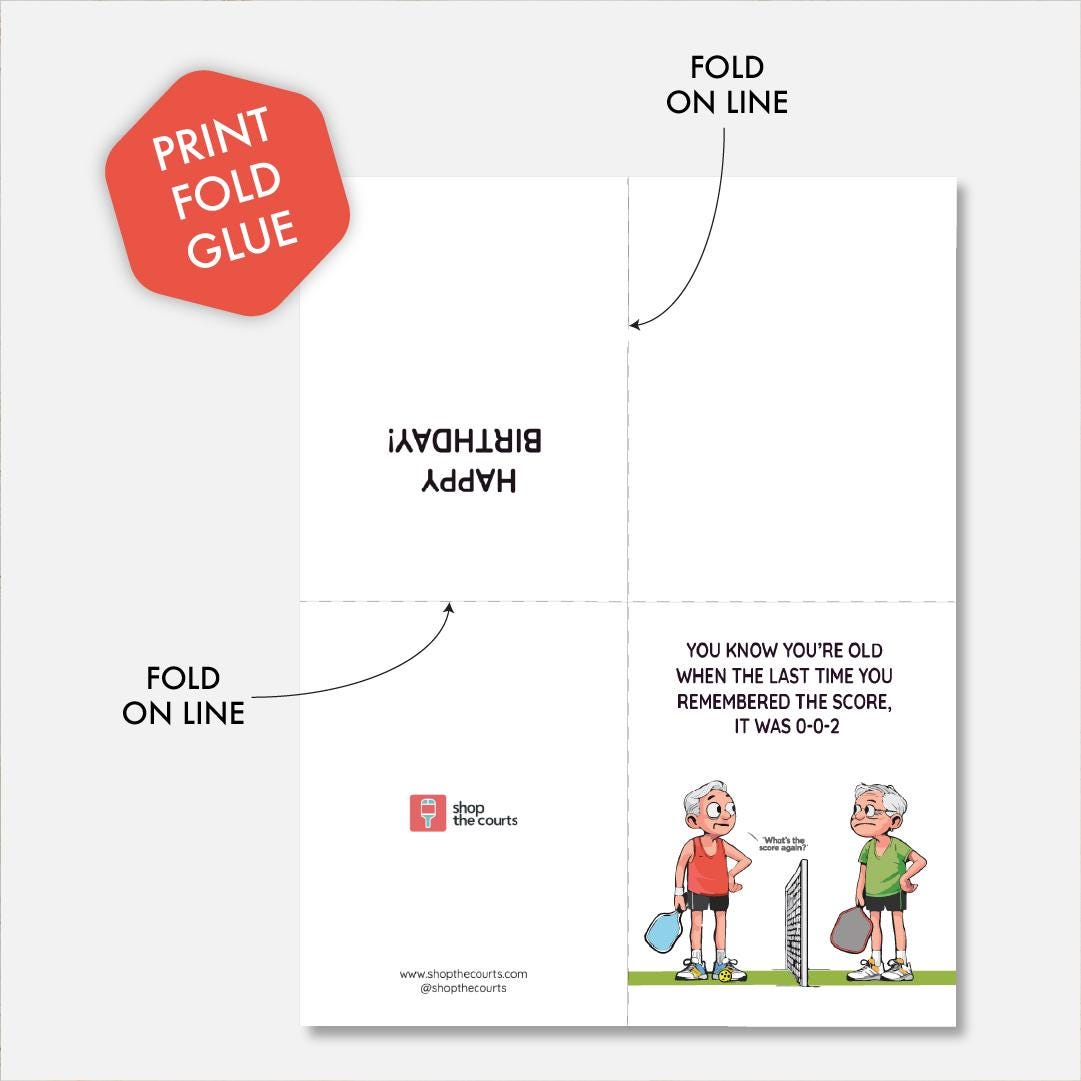 Printable Funny Pickleball Birthday Card | Forgetting Pickleball Score