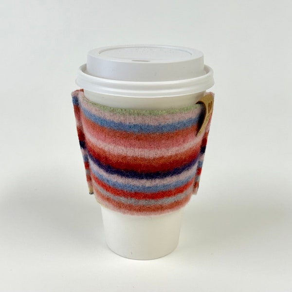 Felted Wool Coffee Cozy Sleeve, Eco Friendly, Reusable, Upcycled Sweater, Gift for Coffee Lover