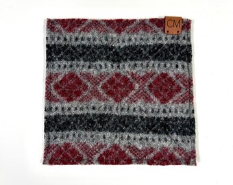Felted Wool Potholder - Trivet - Hot Pad - Eco Friendly - Upcycled Sweater - burgundy, gray, black