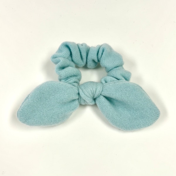 Upcycled 100% Cashmere Hair Scrunchie, Gift for Her, light aqua