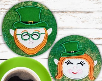 Leprechaun Coasters In the Hoop Machine Embroidery Design Set