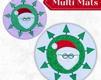 Santa Multi Mats In The Hoop Machine Embroidery Design