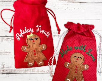 Gingerbread Treat Bags In The Hoop Machine Embroidery Design
