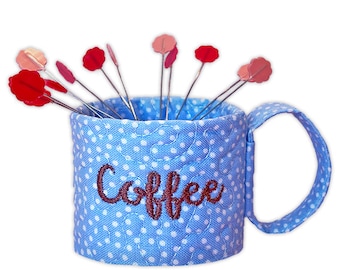 Coffee Mug Magnetic Pin Cushion In-the-Hoop Machine Embroidery Design