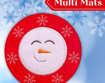 Snowman Multi Mats In The Hoop Machine Embroidery Design