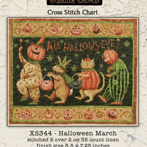 Halloween | Primitive | Cross Stitch Chart | Needlework | DIY | Crafts | Halloween March | XS344